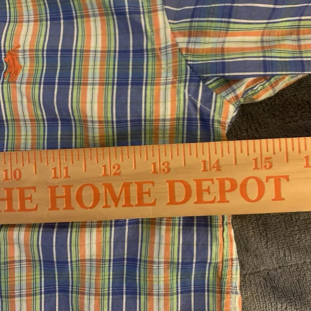 Ralph Lauren Long Sleeve Button Up Yellow Blue Orange Plaid Shirt Boy’s Size 4T